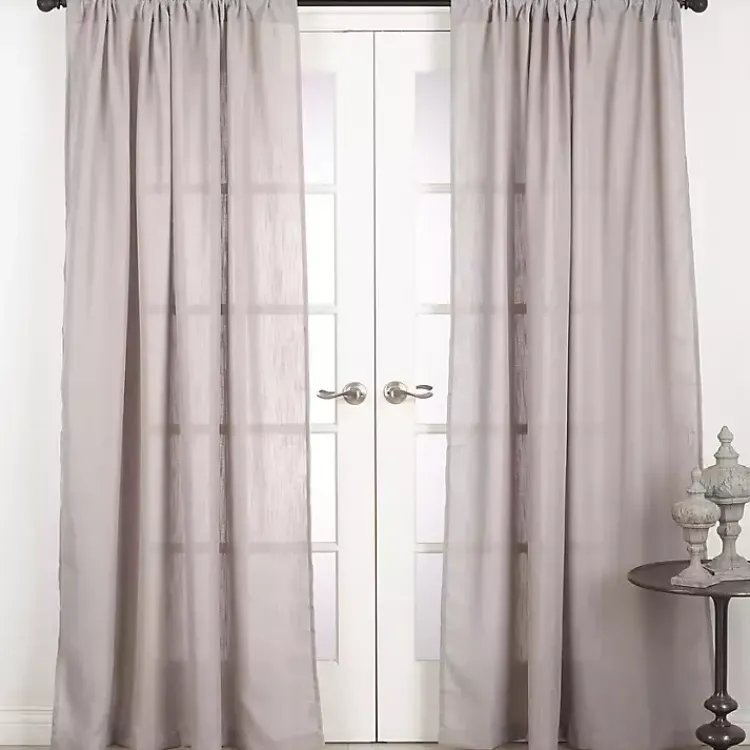 Curtains & Drapes-Kirklands Home Sheer Dark Linen Curtain Panel, 108 in. Gray