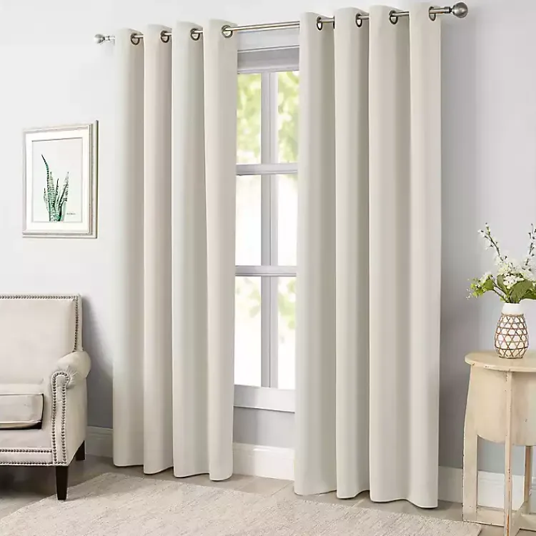 Curtains & Drapes-Kirklands Home Sandy Beige Blackout Curtain Panel Set, 108 in. Tan