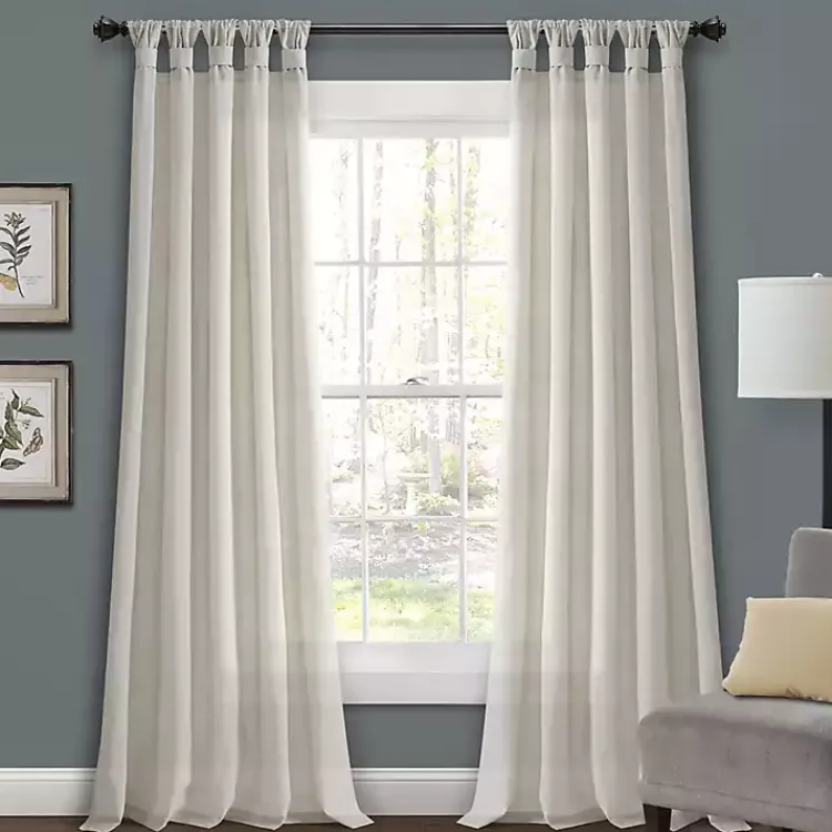 Curtains & Drapes-Kirklands Home Burlap Knotted Curtain Panel Set, 120 in. Ivory