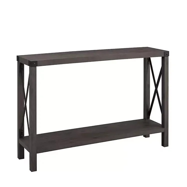 Console Tables-Kirklands Home Stormy Gray X Side Frame Console Table