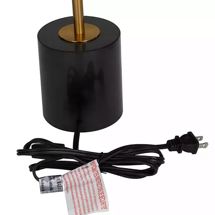 Table Lamps-Kirklands Home Gold Metal Smoked Glass Shade Table Lamp Gray