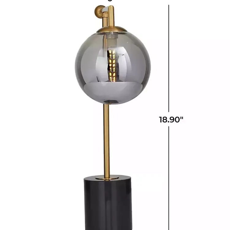 Table Lamps-Kirklands Home Gold Metal Smoked Glass Shade Table Lamp Gray