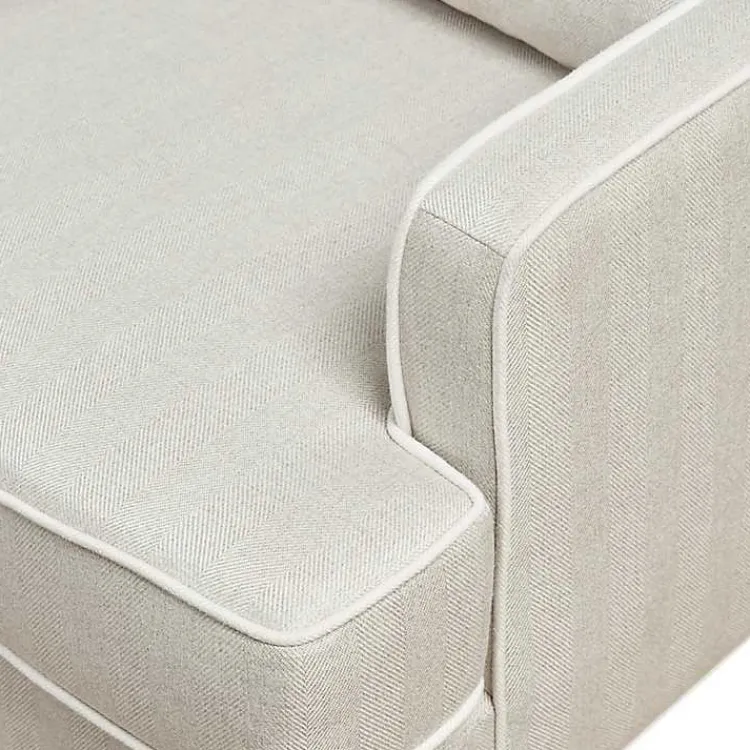 Accent Chairs-Kirklands Home Cream and White Contrast Welting Accent Chair Ivory