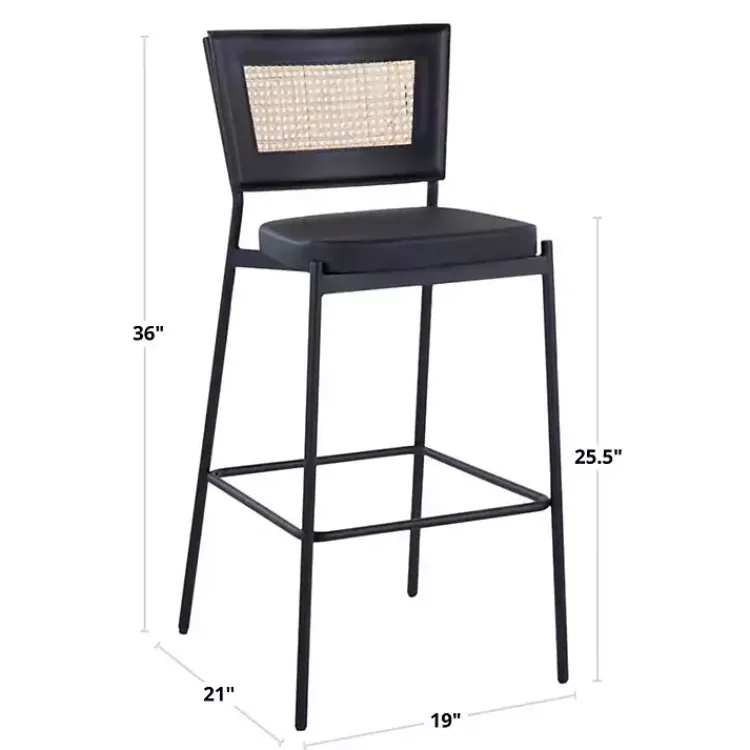 Bar Stools & Counter Height Stools-Kirklands Home Faux Leather and Rattan Bar Stools, Set of 2