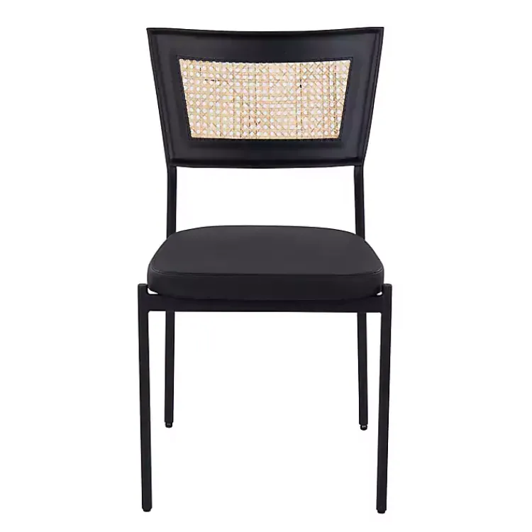 Dining Chairs-Kirklands Home Vegan Leather and Rattan Dining Chairs, Set of 2