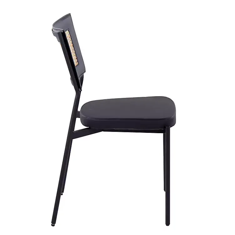 Dining Chairs-Kirklands Home Vegan Leather and Rattan Dining Chairs, Set of 2