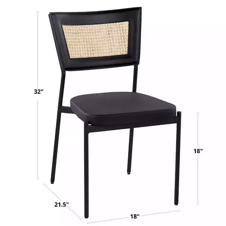 Dining Chairs-Kirklands Home Vegan Leather and Rattan Dining Chairs, Set of 2