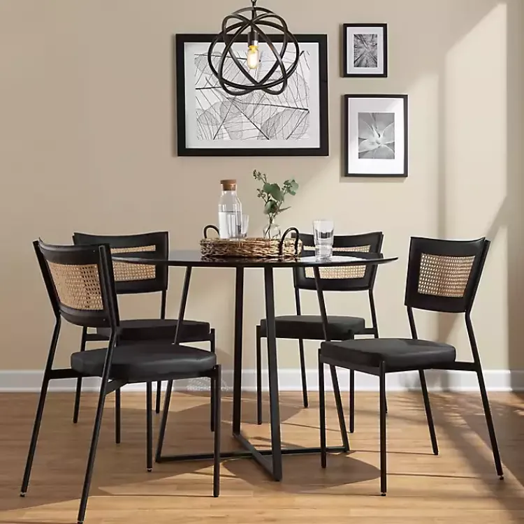 Dining Chairs-Kirklands Home Vegan Leather and Rattan Dining Chairs, Set of 2