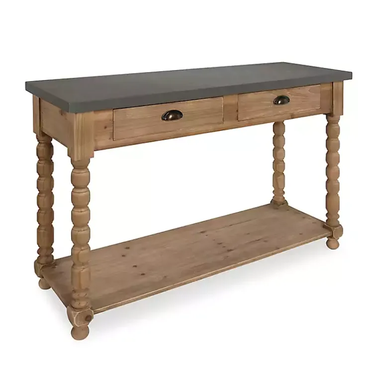 Console Tables-Kirklands Home Brown and Gray Wood 2-Drawer Console Table