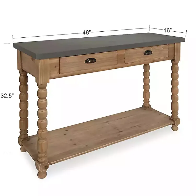 Console Tables-Kirklands Home Brown and Gray Wood 2-Drawer Console Table