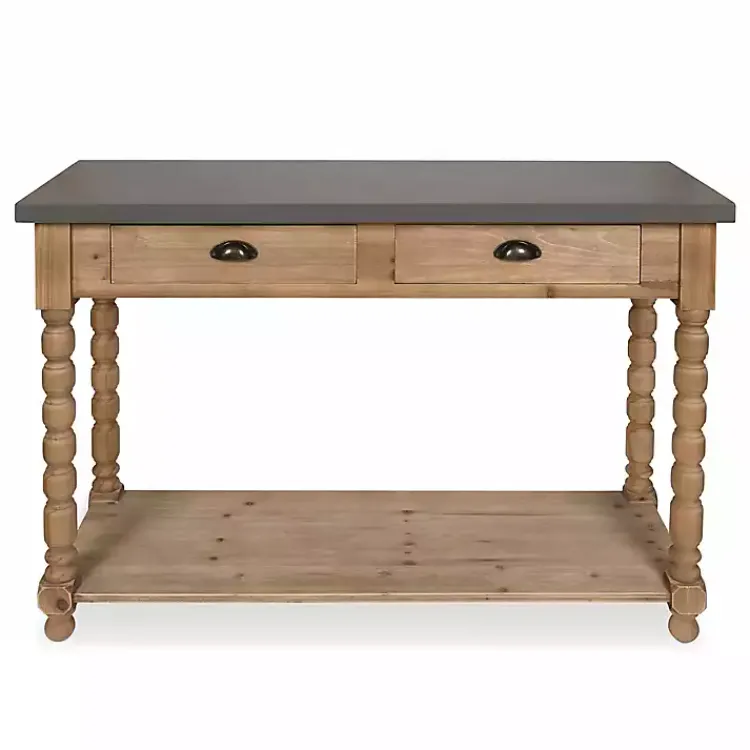 Console Tables-Kirklands Home Brown and Gray Wood 2-Drawer Console Table