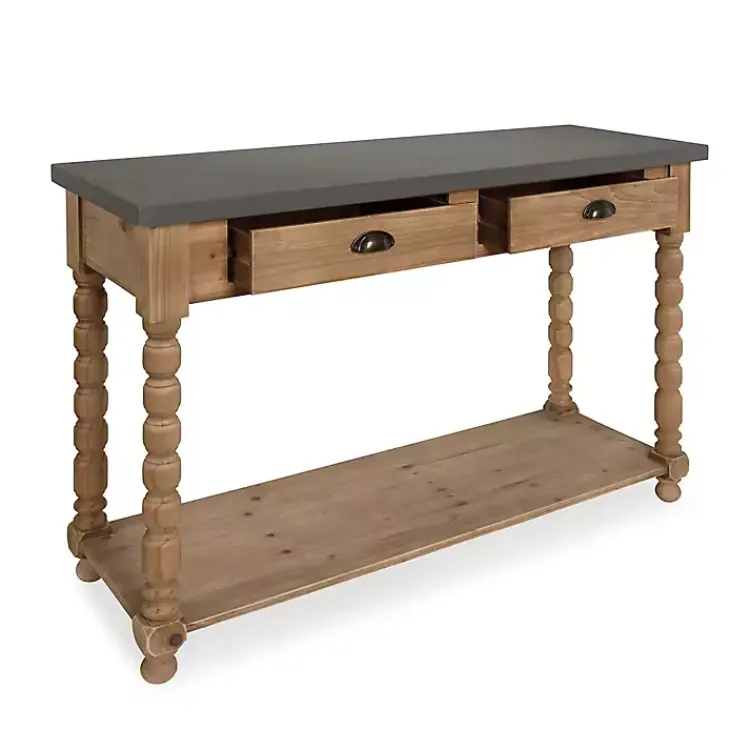 Console Tables-Kirklands Home Brown and Gray Wood 2-Drawer Console Table