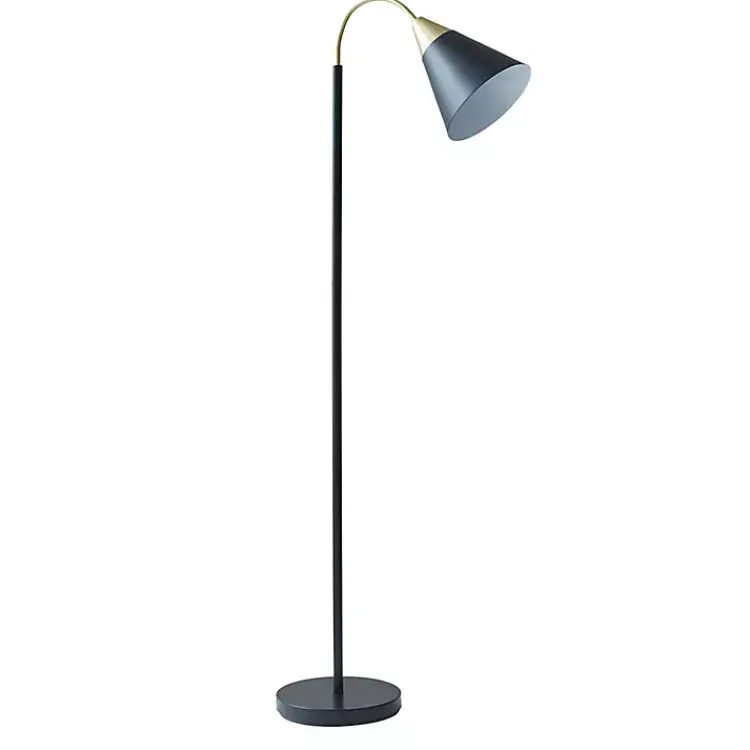 Floor Lamps-Kirklands Home Arched Cone Shade Floor Lamp Black