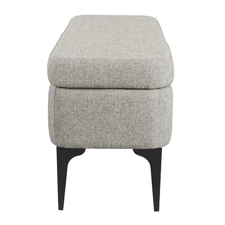 Benches & Ottomans-Kirklands Home Ricardo Woven Storage Bench Gray