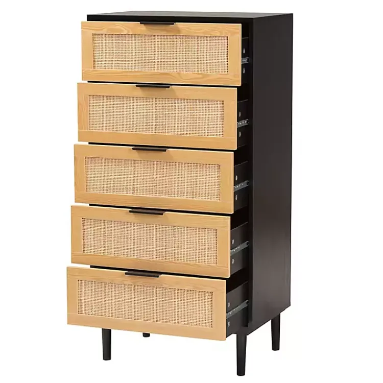 Dressers & Chests-Kirklands Home Tara Two-Tone Espresso Rattan Chest