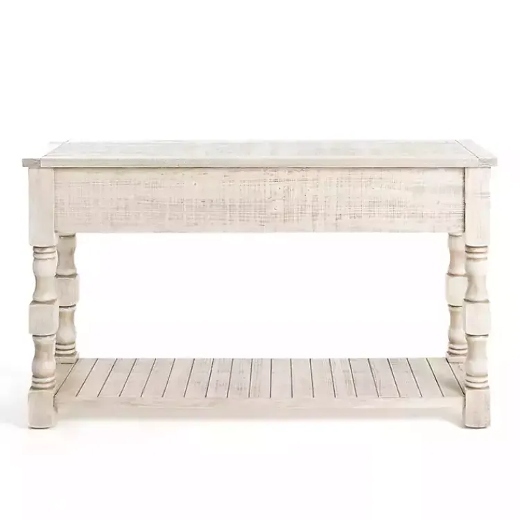 Console Tables-Kirklands Home Savannah Cream Distressed Console Table Ivory