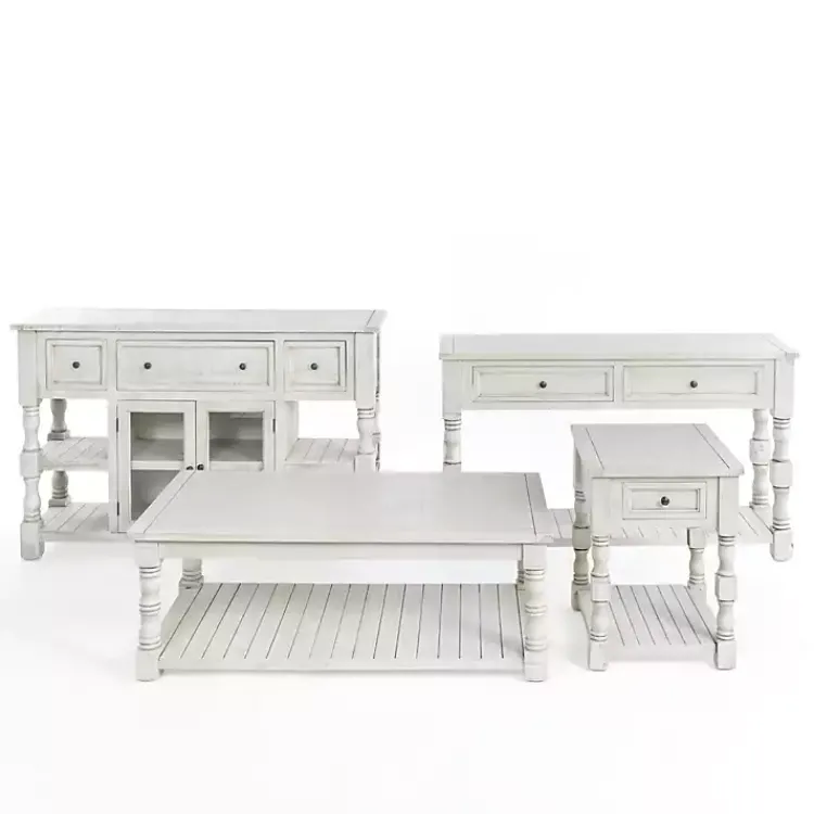 Console Tables-Kirklands Home Savannah Cream Distressed Console Table Ivory
