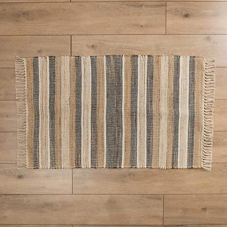 Accent Rugs-Kirklands Home Jute Denim Striped Scatter Rug