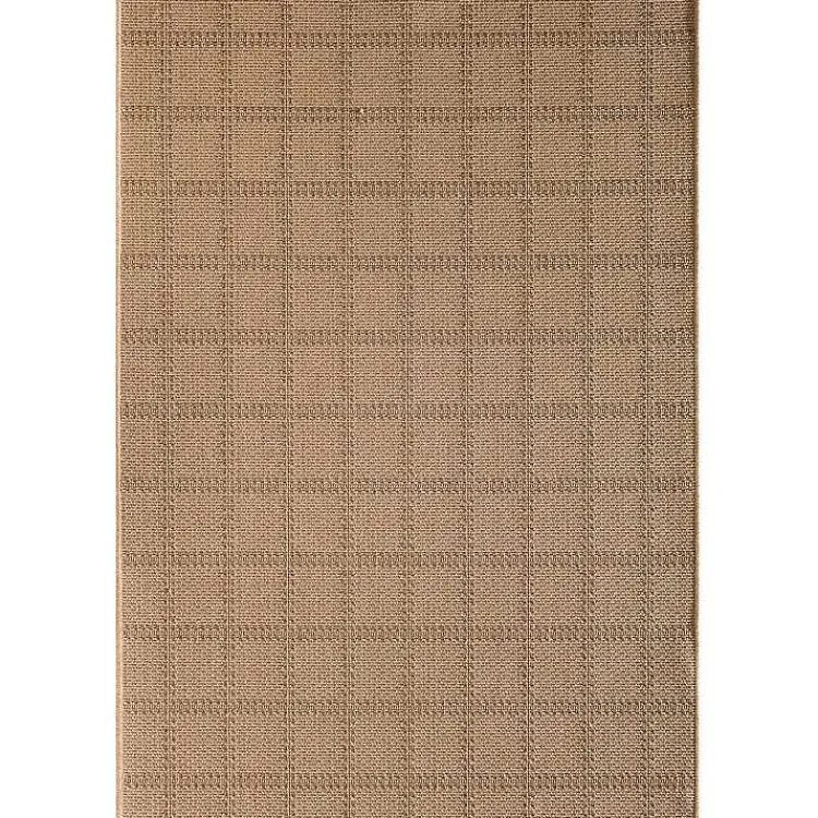 Outdoor Rugs-Kirklands Home Natural Grid Outdoor Area Rug, 5x7 Tan