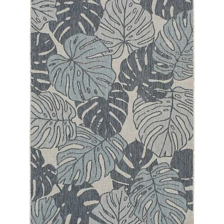 Outdoor Rugs-Kirklands Home Blue Malibu Monstera Outdoor Area Rug, 7x9