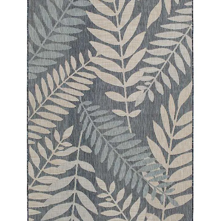 Outdoor Rugs-Kirklands Home Fern Leaves Indoor/Outdoor Area Rug, 5x7 Blue