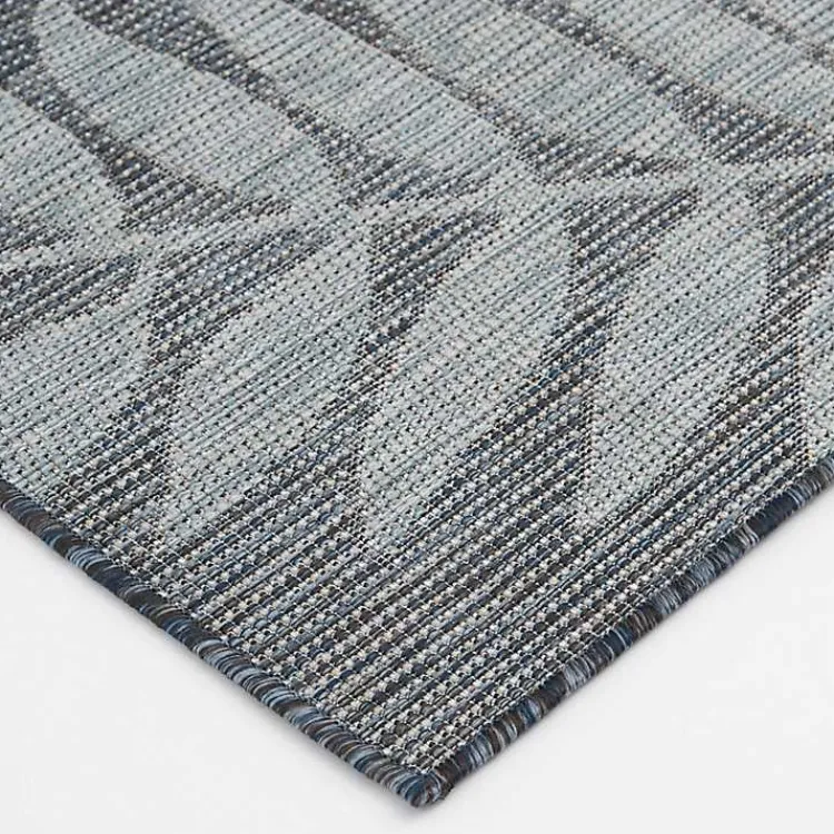 Outdoor Rugs-Kirklands Home Blue Malibu Leafy Outdoor Area Rug, 7x10
