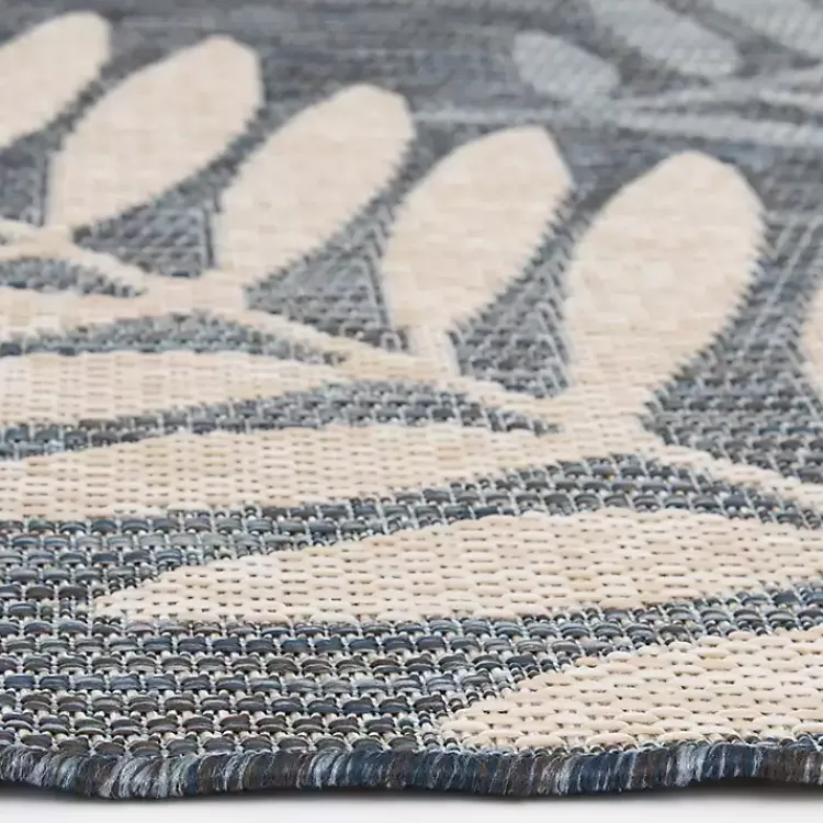 Outdoor Rugs-Kirklands Home Blue Malibu Leafy Outdoor Area Rug, 7x10