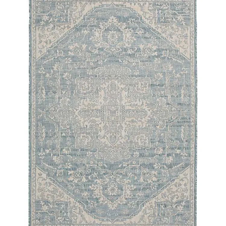 Outdoor Rugs-Kirklands Home Sky Medallion Lava Indoor/Outdoor Area Rug, 5x7 Blue