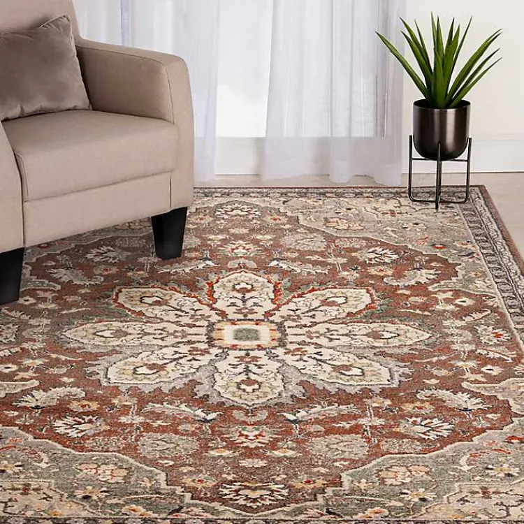 Area Rugs-Kirklands Home Vintage Medallion Leia Area Rug, 5x7 Red