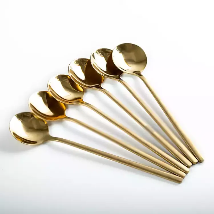Flatware & Cutlery-Kirklands Home Stainless Steel Spoons, Set of 6 Gold