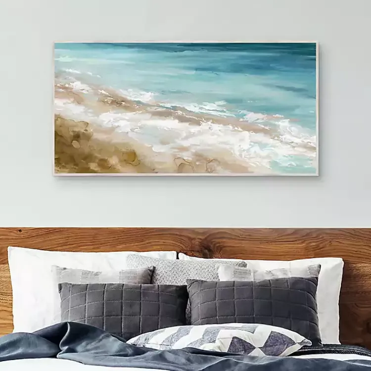 Canvas Art-Kirklands Home Beach Waves Framed Canvas Art Print Blue