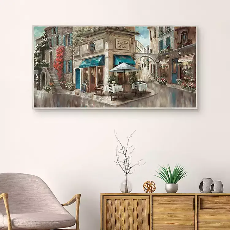 Canvas Art-Kirklands Home Corner Cafe Framed Canvas Art Print Gray