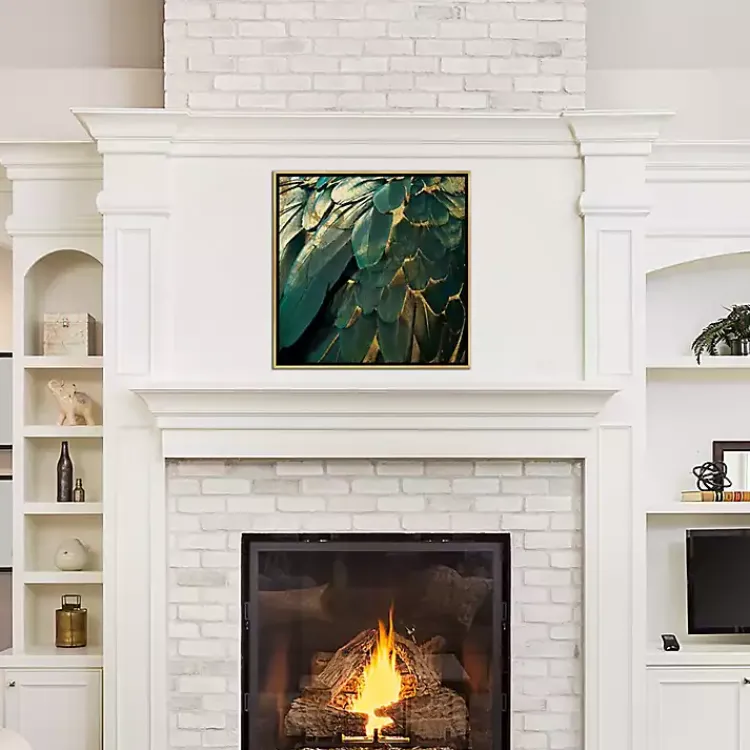 Framed Art-Kirklands Home Golden Gilt Feathers Canvas Framed Art