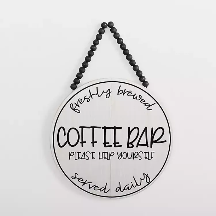 Wall Quotes & Signs-Kirklands Home Freshly Brewed Coffee Round Beaded Wall Plaque