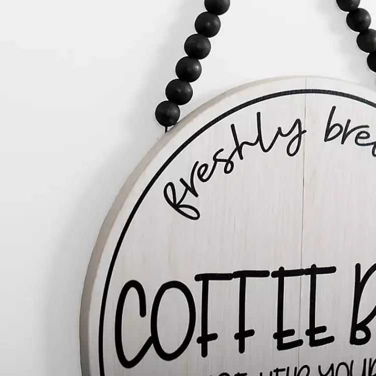 Wall Quotes & Signs-Kirklands Home Freshly Brewed Coffee Round Beaded Wall Plaque