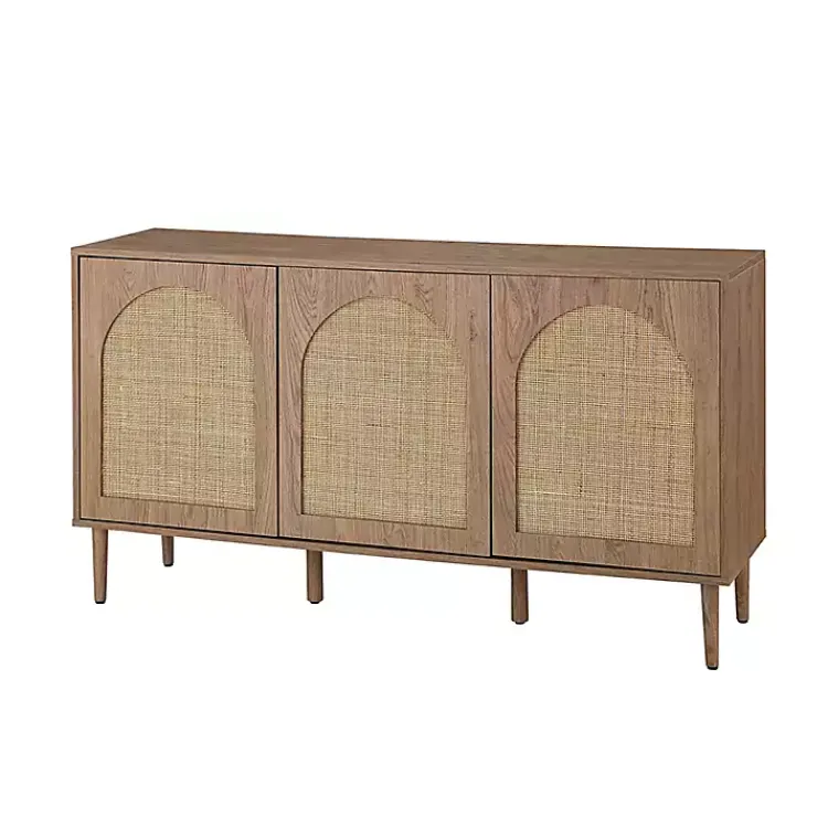 Cabinets & Sideboards-Kirklands Home Natural Cane Wood Arched Sideboard Cabinet