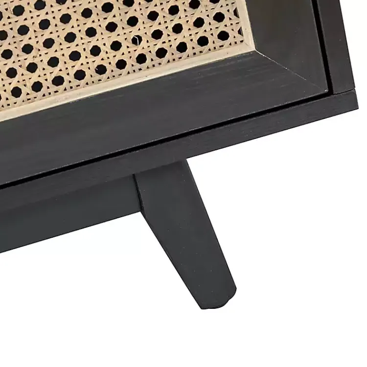 Cabinets & Sideboards-Kirklands Home Cane Wood Storage Media Cabinet Black