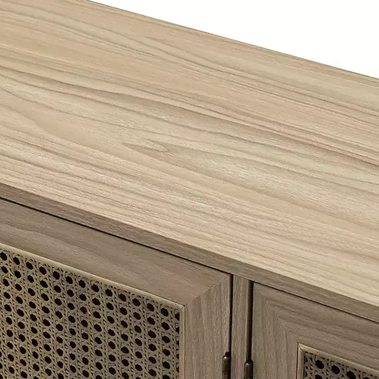 Cabinets & Sideboards-Kirklands Home Natural Cane Wood Storage Media Cabinet Tan