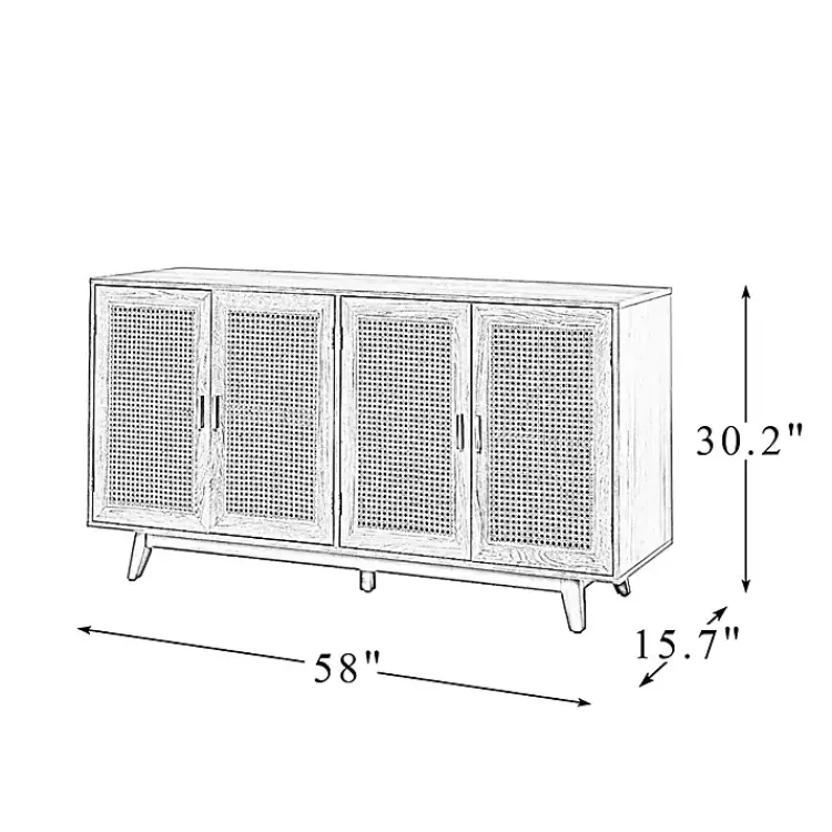 Cabinets & Sideboards-Kirklands Home Natural Cane Wood Storage Media Cabinet Tan