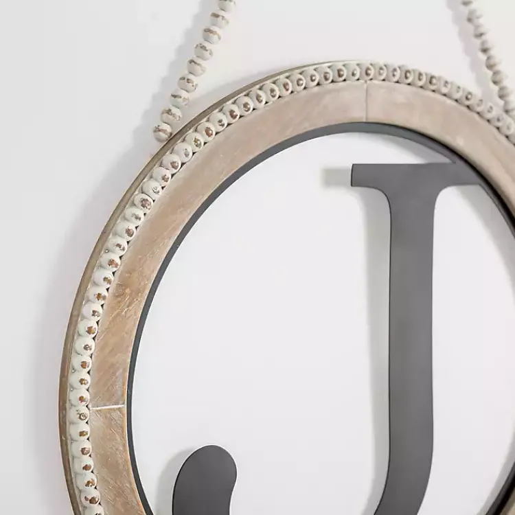 Monogram Wall Decor-Kirklands Home Whitewash Bead Trim Monogram J Plaque