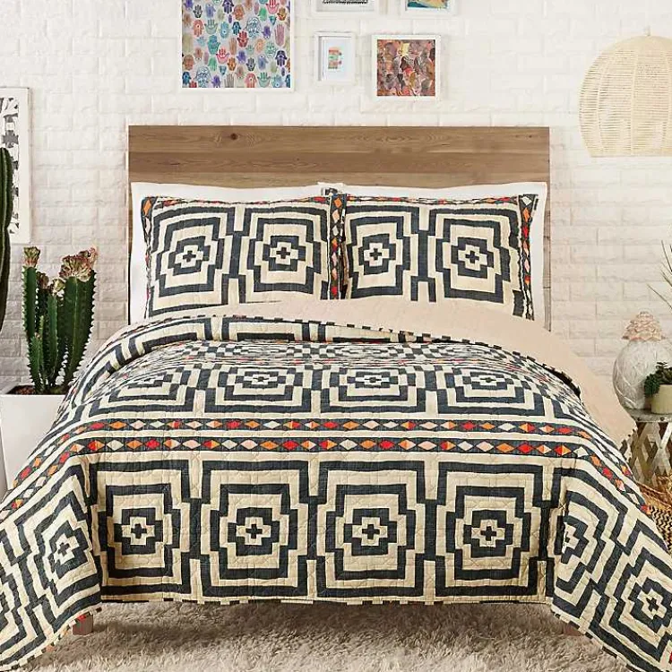 Quilts-Kirklands Home Justina Blakeney Black Hypnotic King Quilt Set
