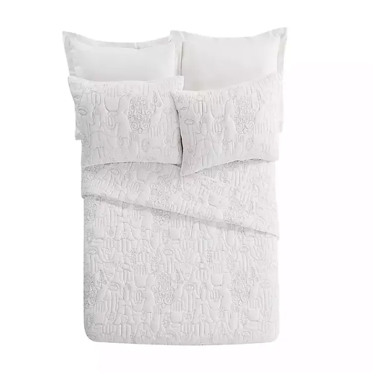 Quilts-Kirklands Home Justina Blakeney Cloud Hamsa King Quilt Set White