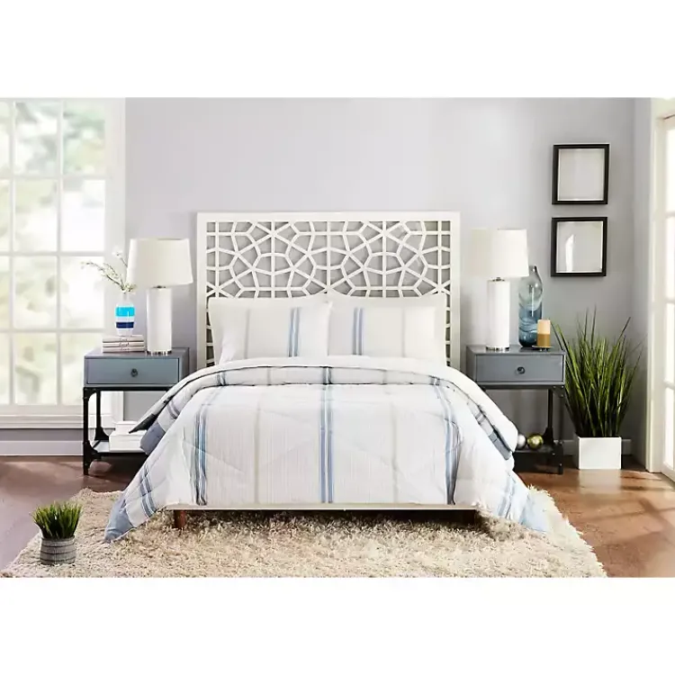 Comforters-Kirklands Home Cream Mason King 3-pc. Comforter Set Blue