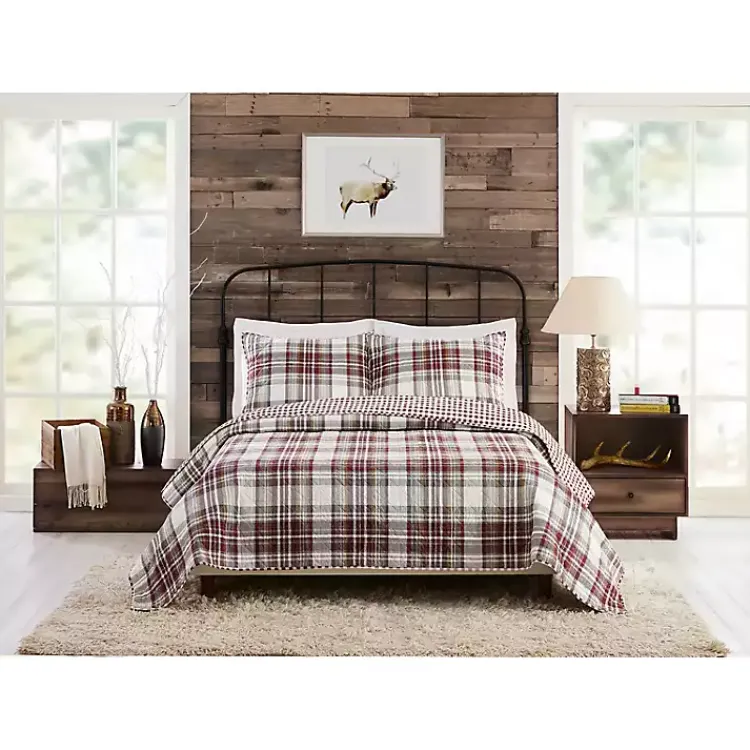 Quilts-Kirklands Home Rust Plaid Camden Full/Queen 3-pc. Quilt Set