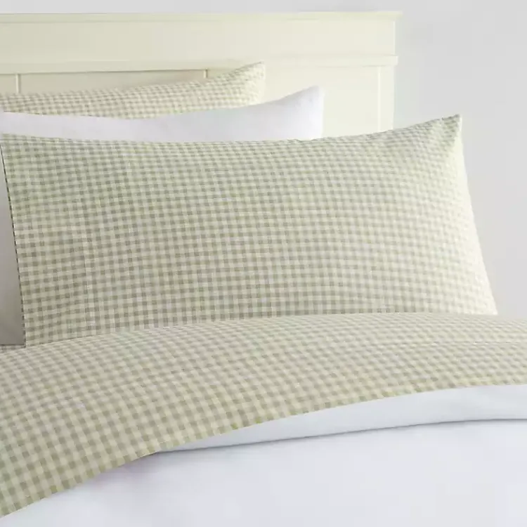 Bed Sheets-Kirklands Home Gingham 3-pc. Full Sheet Set Green