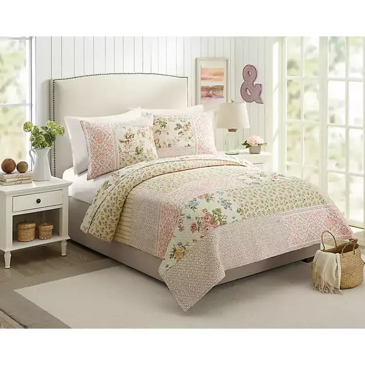 Quilts-Kirklands Home Yellow and Pink Patchwork Blooms Full/Queen Quilt