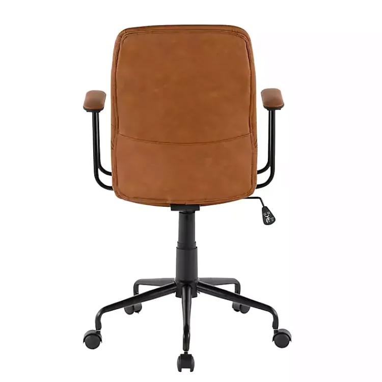 Office Furniture-Kirklands Home Tufted Faux Leather Office Chair Brown