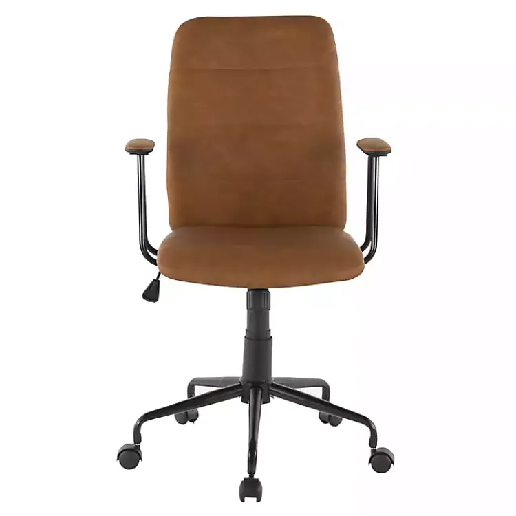 Office Furniture-Kirklands Home Tufted Faux Leather Office Chair Brown