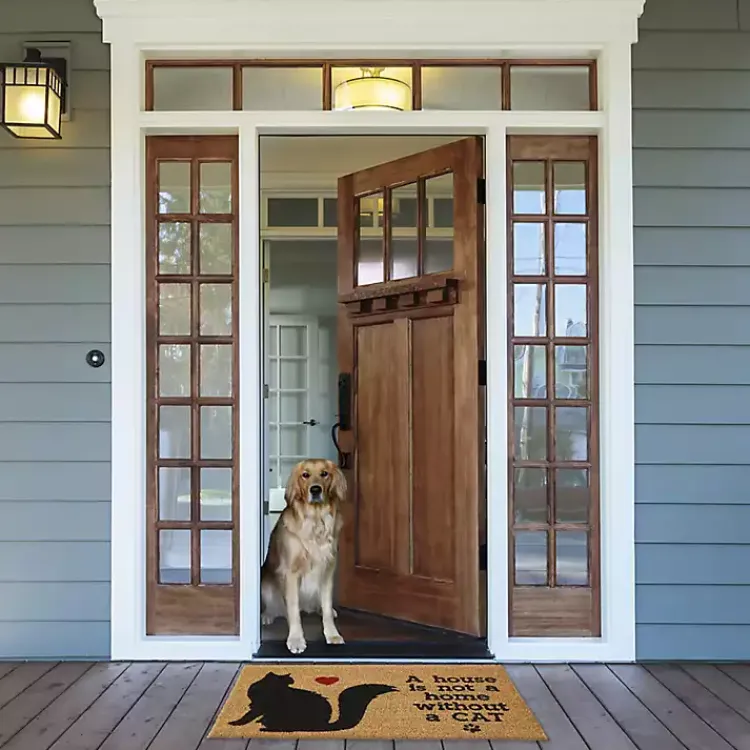 Doormats-Kirklands Home Not Home Without a Cat Coir Doormat
