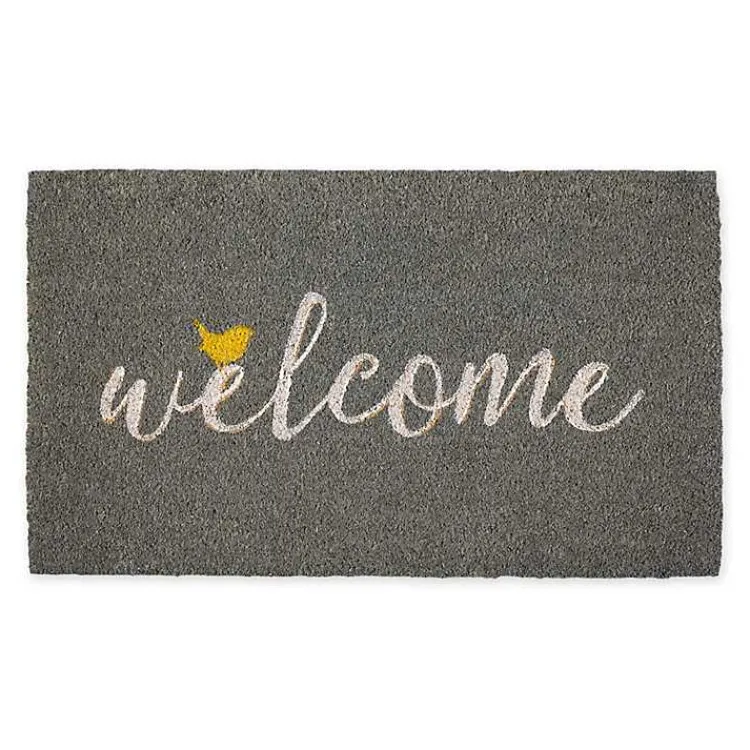 Doormats-Kirklands Home Gray Welcome Bird Coir Doormat